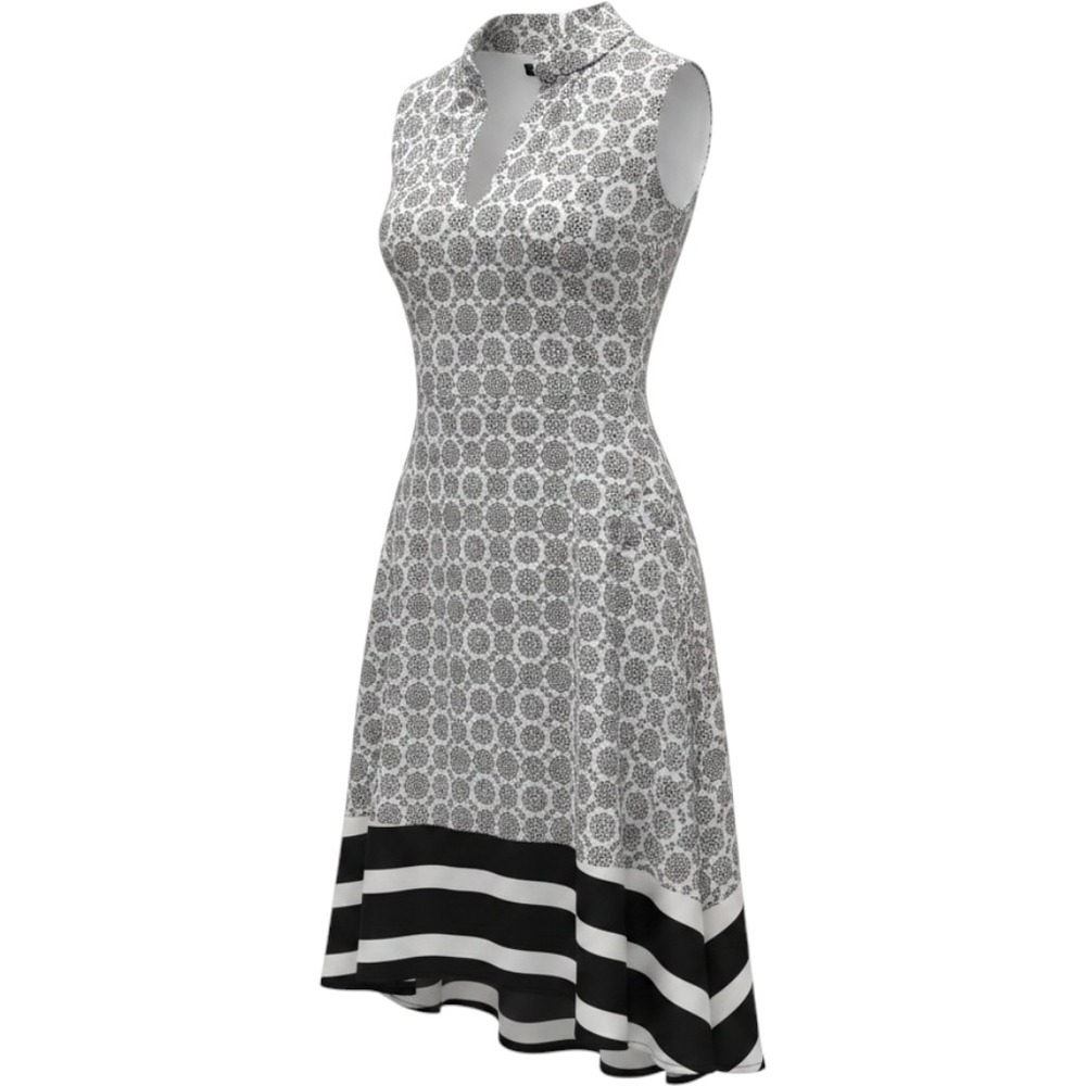 Peter Som Sleeveless Graphic Print Shift Dress Black White L Chic Resort Travel